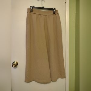 Wilfred Tan Neutral Women Tuck Cropped Stretchy Wide Leg Polyester Cupro Pants M